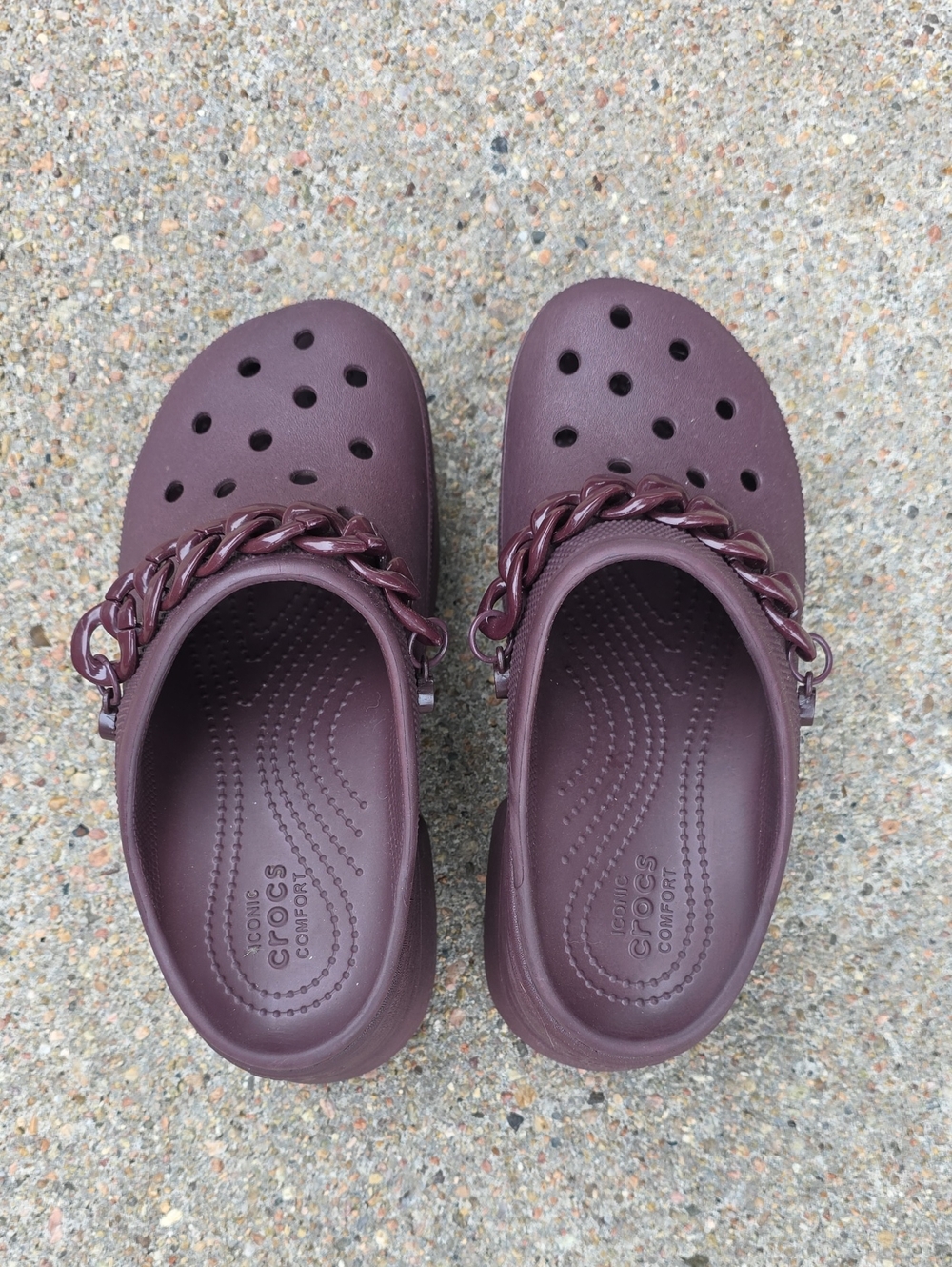 Crocs Siren Chain Platform Chunky Dark Cherry Clogs Size 8 - Picture 4 of 12
